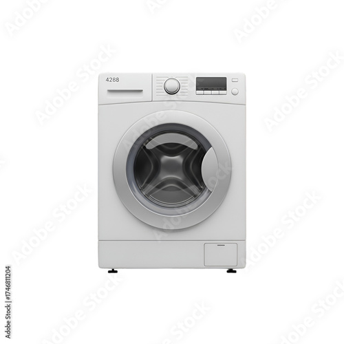 White Front-Loading Washing Machine with Digital Display