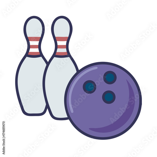 Vector art of bowling ball and pins icon