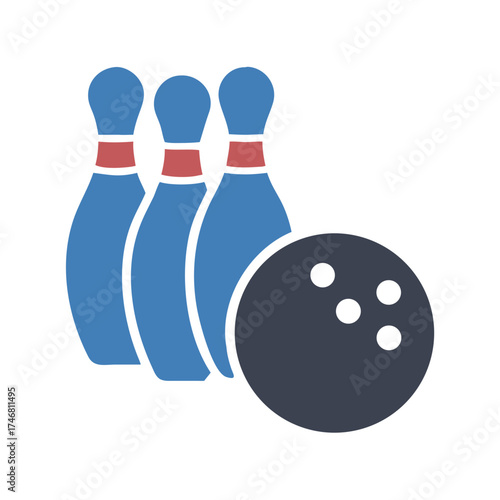 Vector art of bowling pins and ball icon