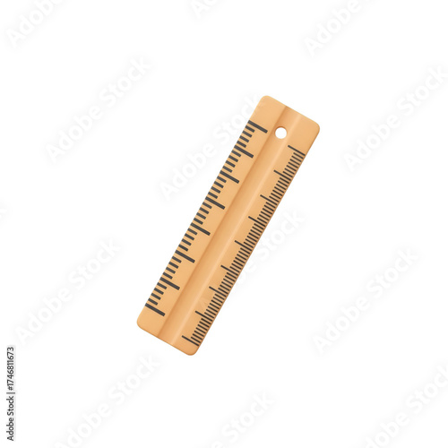 Wooden Ruler with Black Markings on Black Background