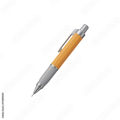Yellow and Silver Mechanical Pencil on Black Background
