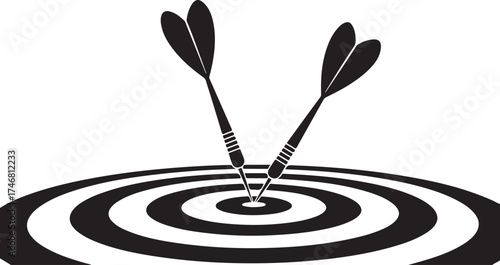 Two darts hitting the bullseye on a target