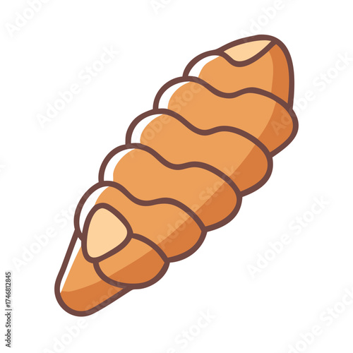 Vector art of a single brown pastry shaped like a cone or horn