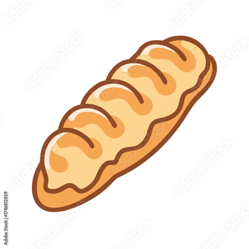 Vector art of a long, goldenbrown loaf of bread with scored top