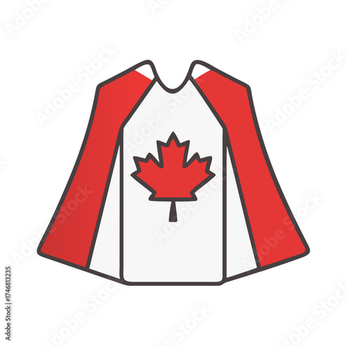 Vector art of canadian superhero cape with a red maple leaf emblem