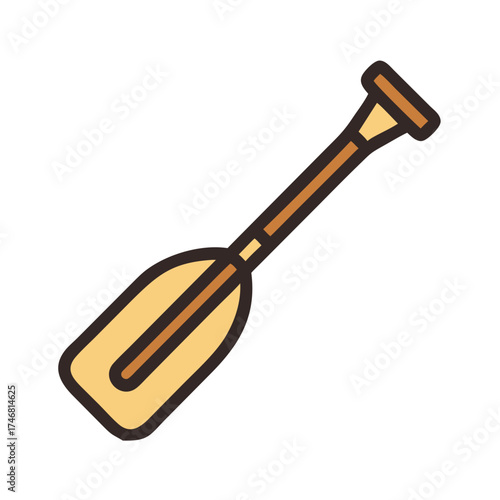 Vector art of a simple illustration of a canoe paddle, , with a wooden shaft and a yellow blade, perfect for water sports and outdoor adventure themes