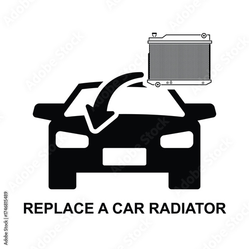 Replace a car radiator icon isolated on background vector illustration. Non AI generator.