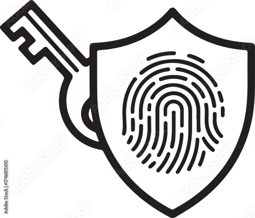 Secure access with fingerprint and key icon