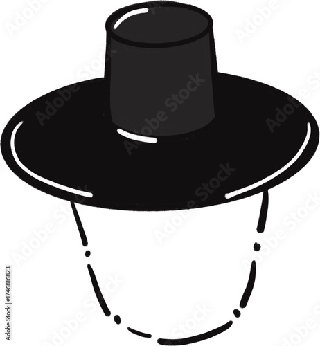 Korean Traditional Gat Hat Illustration – Minimal Hanbok Art