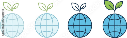 Set of Four Speaker with Headset and Microphone at Podium Icons, Vector Graphic Symbols for Conference, Live Speech, Presentation, Translator, Public Speaking, and Broadcasting.