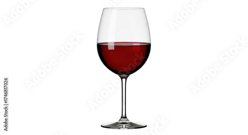 Isolated glass of red wine, elegant stemware filled with beverage for celebrations or tastings