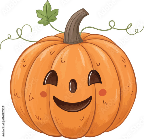 Carved orange Halloween jack-o'-lantern with a scary face, isolated on a white background, a spooky symbol of the October autumn holiday