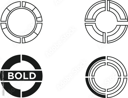 Set of Four Conical Erlenmeyer Flask Icons with Liquid and Pill, Vector Graphic Symbols for Chemistry, Medical Testing, Laboratory Research, and Pharmaceutical Science.
