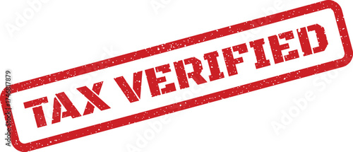 Grunge textured rubber stamp vector displaying TAX VERIFIED for official approval or compliance confirmation