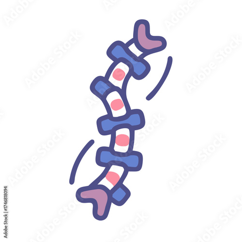 Vector art of stylized illustration of a human spine with vertebrae and discs
