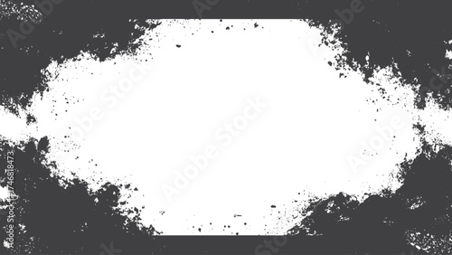 Distressed rectangular frame with grainy grunge texture and dust overlay effect for retro vector backgrounds  