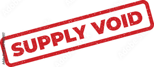 Grungy red rectangular rubber stamp illustration displaying SUPPLY VOID text, indicating an invalid or cancelled status