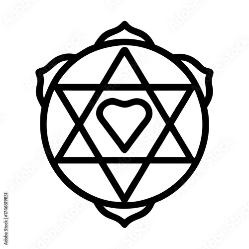 Vector art of anahata chakra symbol, the heart chakra, representing love, compassion, and balance