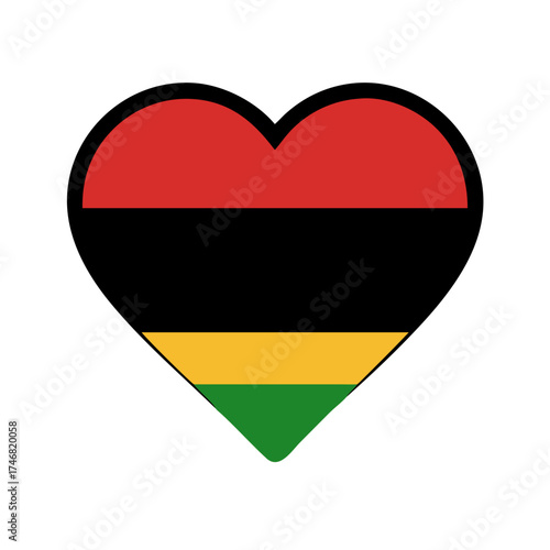 Vector art of panafrican heart symbol with red, black, and green stripes, representing unity and pride Free Download Vector art of panafrican heart symbol with red, black, and green stripes, representing unity and pride - GFXLoad