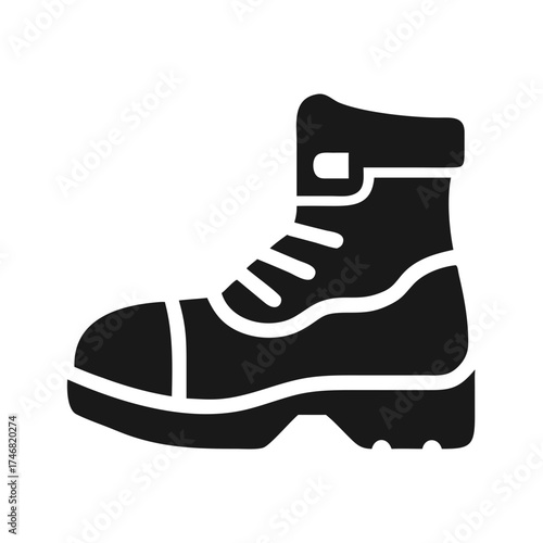 Vector art of black silhouette of a sturdy hiking boot
