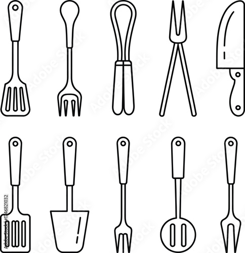 Vector art of set of kitchen utensils.