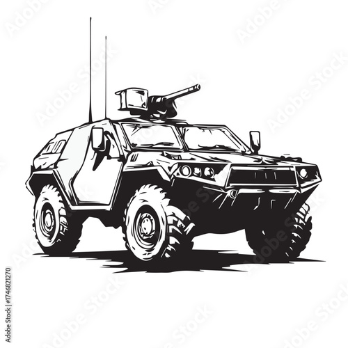 military truck isolated on white