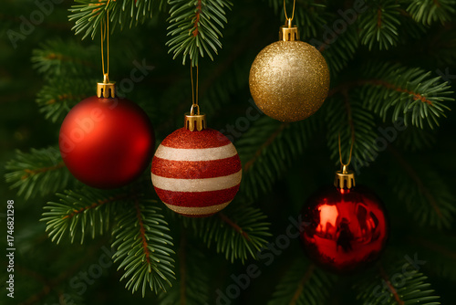 Christmas ornaments on tree