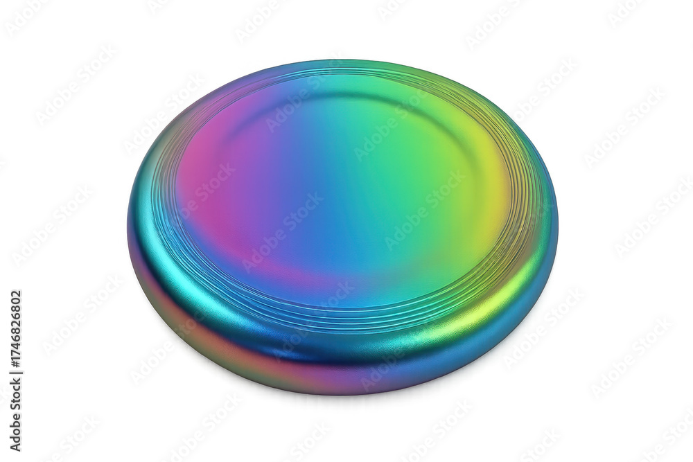 Obraz premium Iridescent frisbee playing toy on transparent background