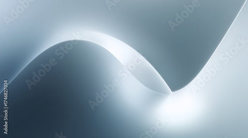 Ultra-minimalist white abstract surface with concave shapes, glowing softly in a futuristic design.