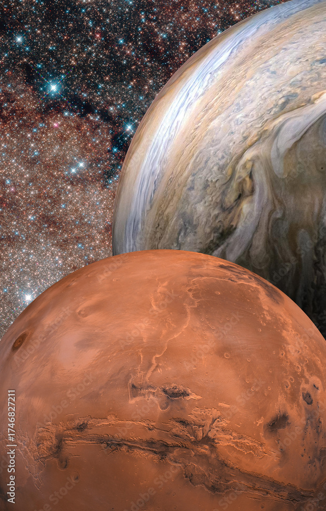 Obraz premium Mars, Jupiter in space