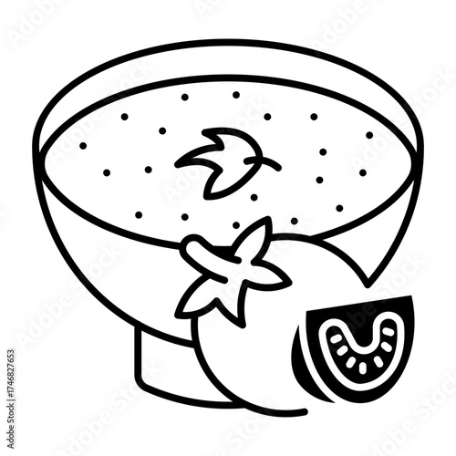 This Tomato Soup icon is suitable for Vegan Food, etc.