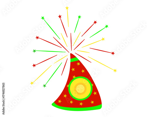  diwali cracker anar vector illustration