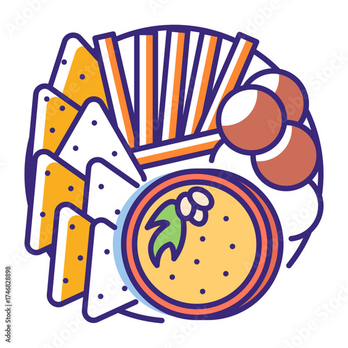 This Hummus Platter icon is suitable for Vegan Food, etc.