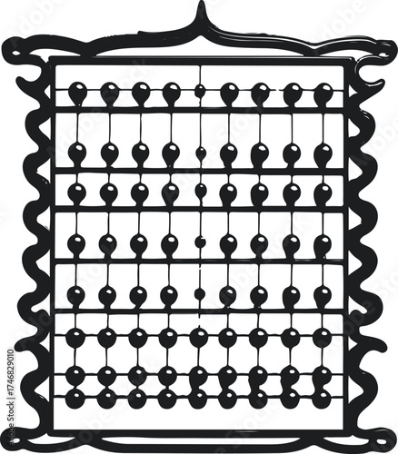 Elegant outline of an abacus with beads 2
