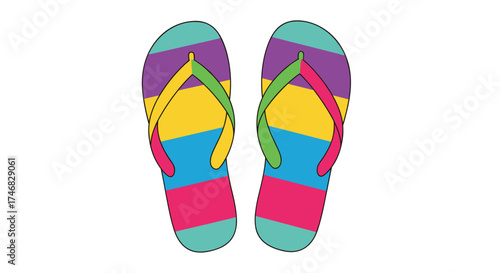 Colorful striped flip flops for summer beach days.