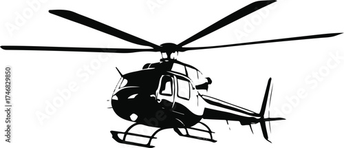 Minimalist smooth line art of a helicopter flying 1