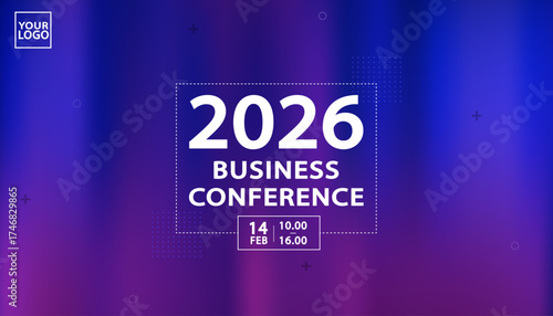 A corporate presentation title slide design. A professional template for a business conference or summit with an elegant abstract gradient background. A vector layout for a keynote or webinar.