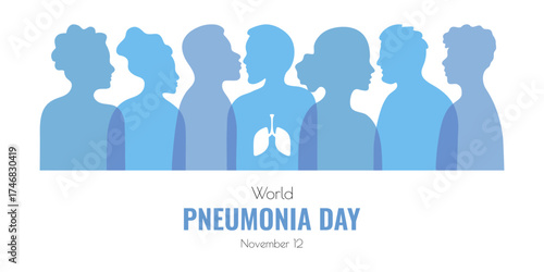 World Pneumonia Day November 12 banner template. Minimalist design for poster card flyer web. Vector illustration