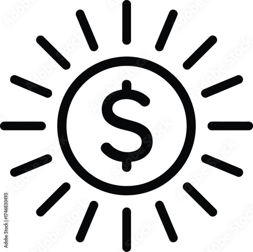 Tornado sun dollar icon vector scalable eps illustration financial storm money symbol
