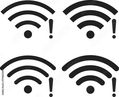 Wifi problem icon set. Disconnect Wireless network symbol collection. No Wi-fi and internet signal. lost internet connection sign

