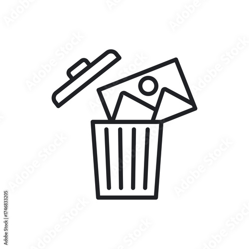 Delete Remove Picture Image Trash Can Line Icon