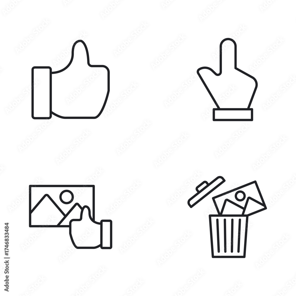 Obraz premium Interaction Hand Gestures and Image Management Line Icon Set