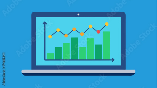 A laptop screen displaying a stock market chart illustrating investment opportunities and financial growth potential for startups.