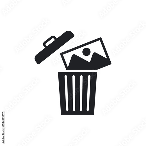 Delete Remove Picture Image Trash Can Solid Icon