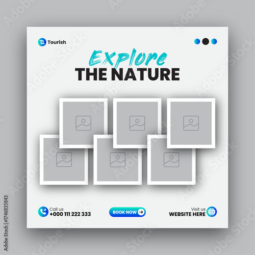 Travel social media post web banner design template