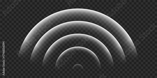 Wifi range. Sound wave. Round light effect.Radar screen. Signal concentric circle. Radio station signal. Water ripple with circle waves. Vector effect.