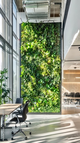 Vertical green wall office interior sustainable eco design