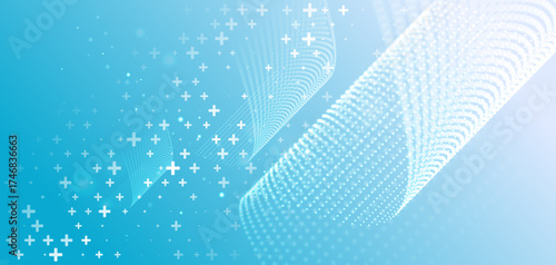 Abastract healthcare medical background. New technology, innovation, research in medicine. Genetics science. Digital healthcare. Particles effect.