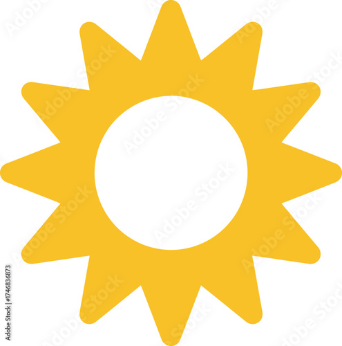 Stylized sun icon vector illustration for weather and climate graphics