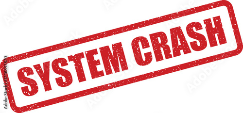 Red grunge style rubber stamp vector with text system crash on a diagonal slant